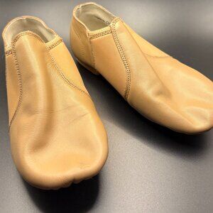 Youth Size 2 Tan Leather Jazz Dance Shoes Slip On Soft Sole